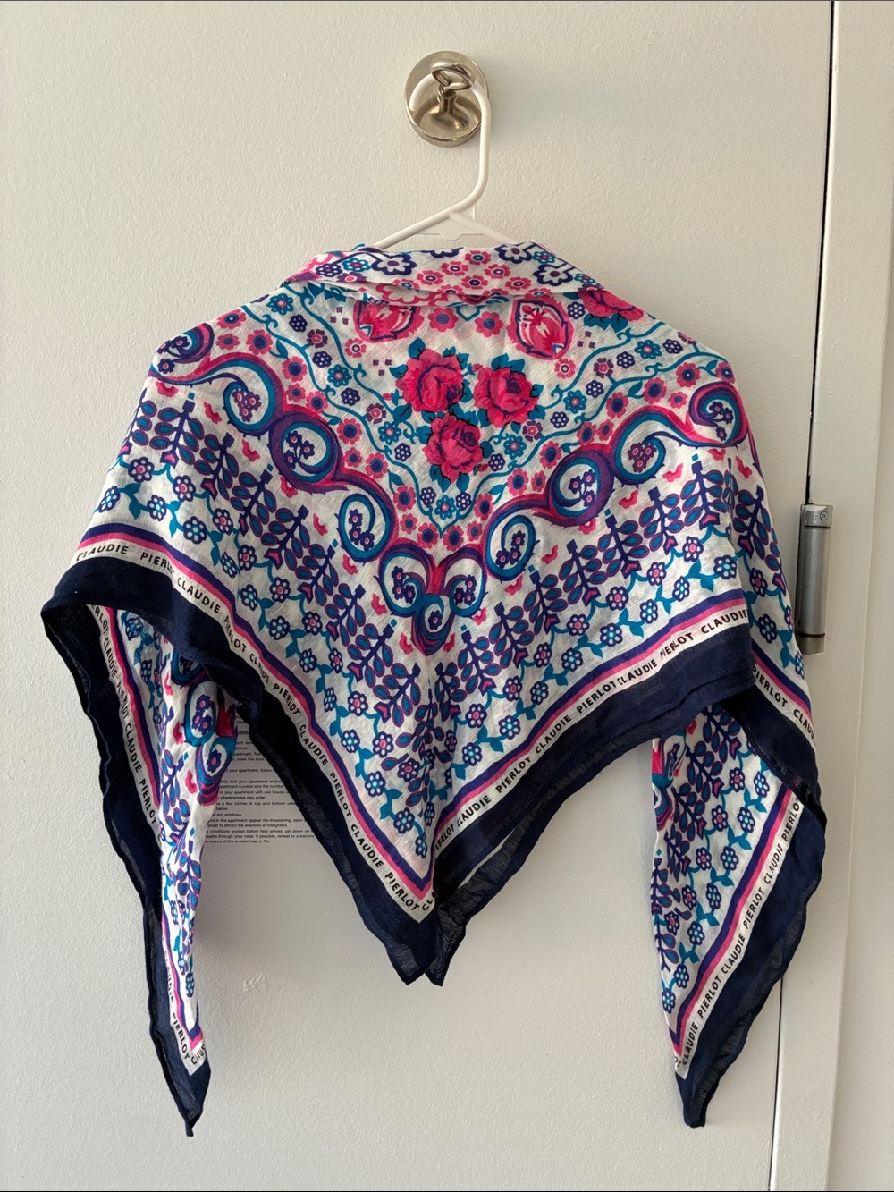 Claudie Pierlot Pink & Blue Floral Square Scarf